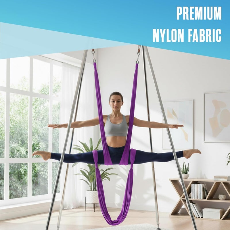 Houseables Aerial Silks, Yoga Swing, Aerial Yoga Hammock, Ariel Silk, Gymnastics Swing, Acrobatics Equipment, For Home, Indoor, Outdoor, Arial Setup, Rig, Sling, Portable - Image 3